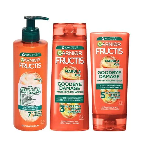 Garnier Fructis Goodbye Damage Repairing Shampoo Set šampon 250 ml + balzam za lase 200 ml + serum za lase 400 ml za ženske