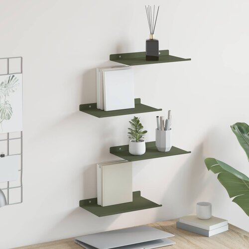  Lebdeća polica 4 pcs Maslinasto zelena 30 x 18 x 2,5 cm Čelik Cene