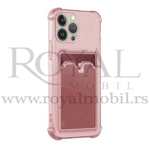  silikonska futrola clear sa dzepicem za iphone 14 plus (6.7) roze Slike