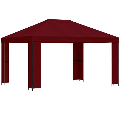 vidaXL Paviljon 4 &times; 3 m Burgundija Poliester in jeklo 190, (5000218895) Cene