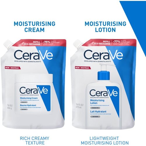 CeraVe Moisturizers vlažilna krema za obraz in telo za suho do zelo suho kožo nadomestno polnilo 454 g Slike