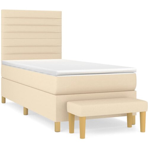 vidaXL box spring postelja z vzmetnico krem 80x200 cm blago, (20895418) Cene