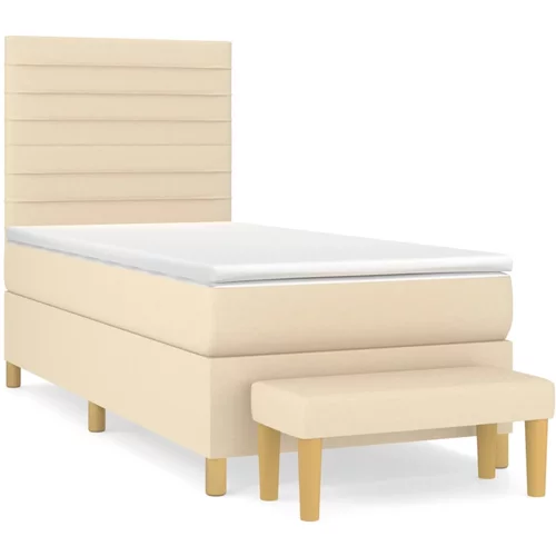 vidaXL Box spring postelja z vzmetnico krem 80x200 cm blago, (20895418)