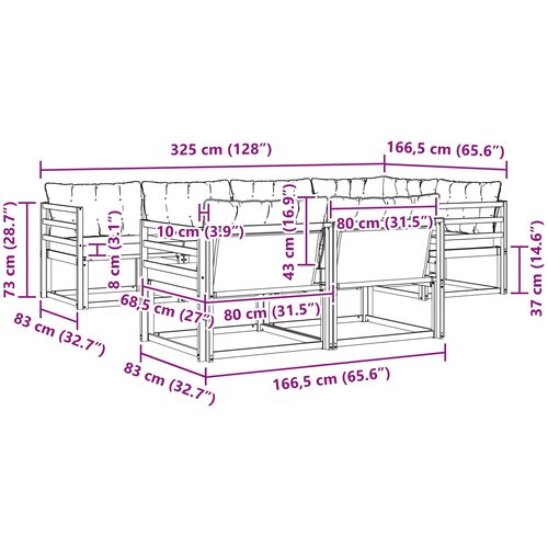  Set vanjskih sofa 7 kom. Bijela i svjetlosiva Slike