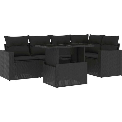  6-dijelni set vrtnih sofa s jastucima crni od poliratana Slike