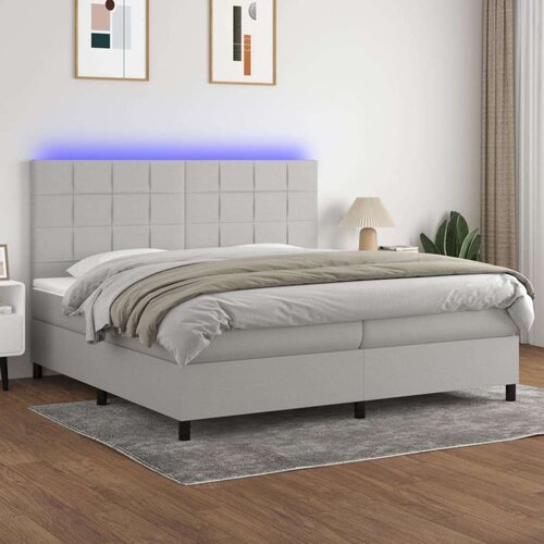 Box spring s madracem LED svjetlosivi 200x200 cm tkanina Slike