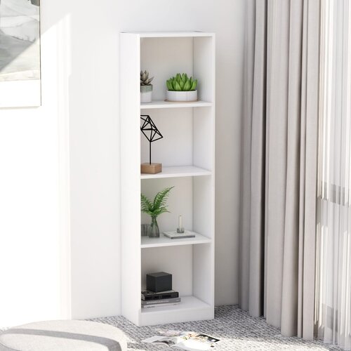 VidaXL Knjižna omara 4-nadstropna bela 40x24x142 cm iverna plo&amp;scaron;ča Slike