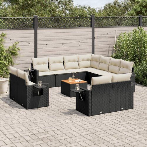 vidaXL 12-dijelni set vrtnih sofa od poliratana s jastucima crni Cijene