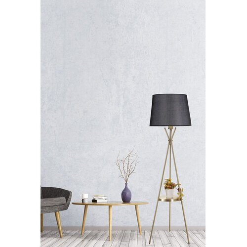 Opviq Venedik sehpalı eskitme lambader pramit hasır siyah abajurlu Black Floor Lamp Slike