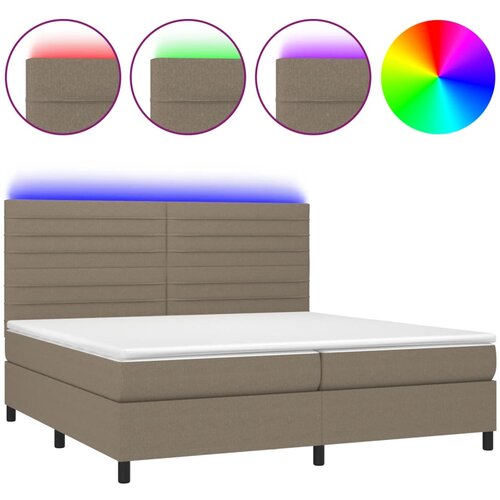 vidaXL Box spring postelja z vzmetnico LED taupe 200x200 cm blago, (20900574) Cene