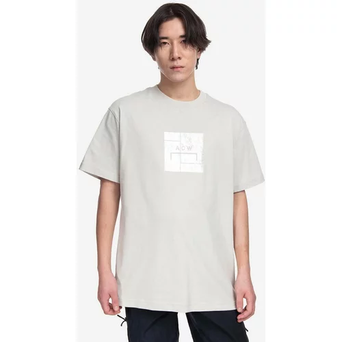 A-COLD-WALL* Bombažna kratka majica Foil Grid SS T-Shirt siva barva