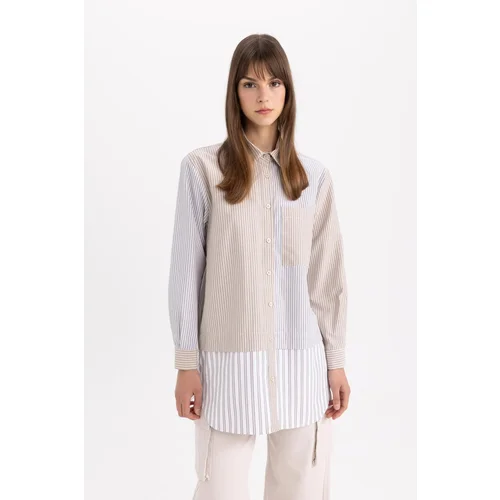 Defacto Relax Fit Striped Poplin Long Sleeve Shirt Tunic