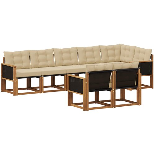 vidaXL Zunanja garnitura za sedenje z blazino 8 pcs Naravna in bež, (5000273547) Cene