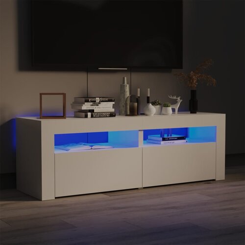 vidaXL TV omarica z LED lučkami visok sijaj bela 120x35x40 cm Cene
