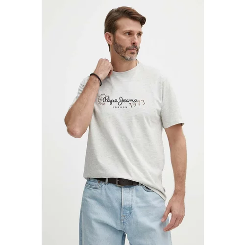 PepeJeans Kratka majica CAMILLE moška, siva barva, PM509373