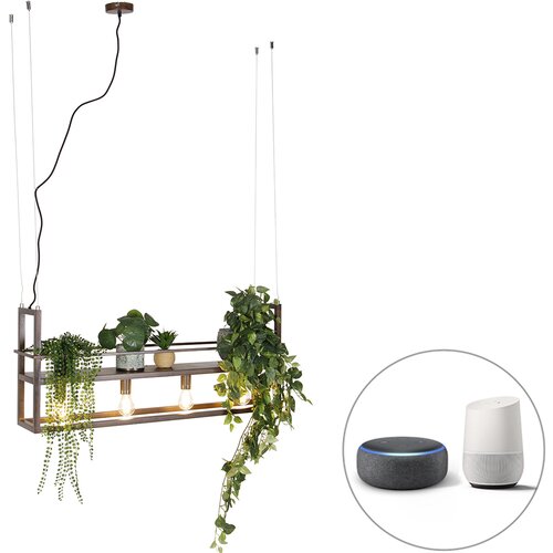 QAZQA Pametna viseča svetilka rjasto rjava s stojalom, vključno s 4 Wifi A60 - Cage Rack Cene