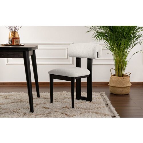 Hanah home stolica natura - black, white whiteblack chair set (2 pieces) Cene