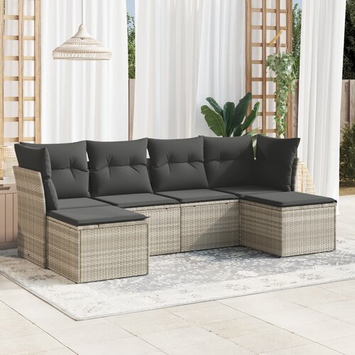 vidaXL 6-dijelni set vrtnih sofa od poliratana s jastucima svjetlosivi Cijene