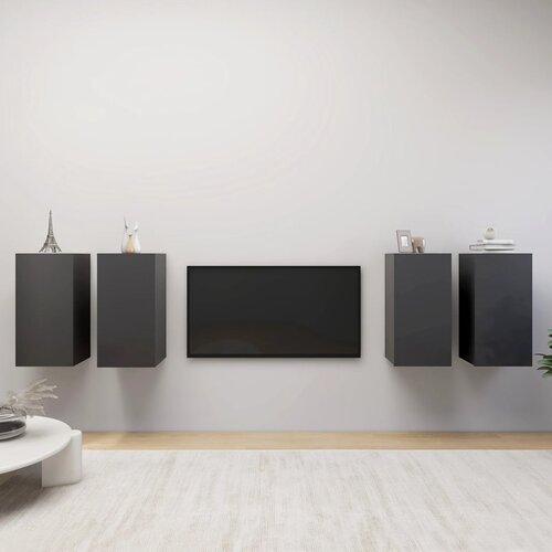 The Living Store TV omarice 4 kosi sive 30,5x30x60 cm iverna plošča - TV Omarica, (21375945) Cene
