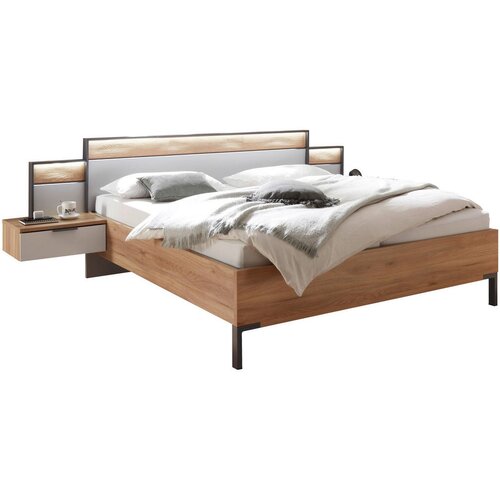 XORA POSTELJNA GARNITURA 180 cm x 200 cm , les, leseni material barve grafita, barve hrasta, svetlo siva Slike