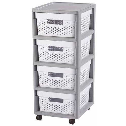 Curver Bijeli/sivi plastični regal na kotačima 29,5x65,5 cm Infinity &amp;ndash; Slike