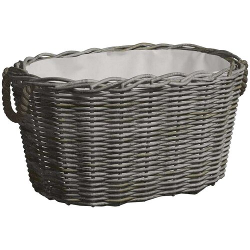 vidaXL košara za drva za ogrjev s ručkama 60 x 40 x 28 cm siva od vrbe Cijene