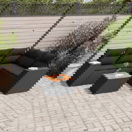 VidaXL 6-dijelni set vrtnih sofa s jastucima crni od poliratana Slike