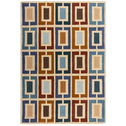 Flair Rugs Plavi/narančasti ručno rađen vunen tepih 80x150 cm Retro Blocks –