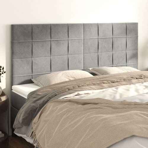  Posteljno vzglavje 4 kosa svetlo siv 100x5x78/88 cm žamet, (20792938) Slike