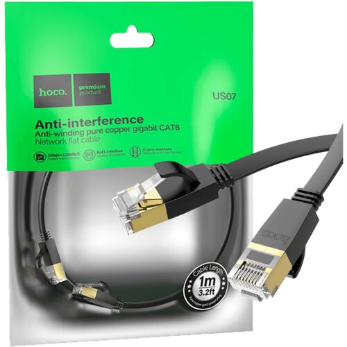 hoco. Hoco Mrežni kabl, CAT6, Gigabit Ethernet, flat, 1 met., crna - US07 General, 1 met., Crni Cijene