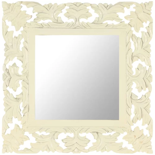  Ručno izrezbareno ogledalo bijelo 50 x 50 cm masivno drvo manga