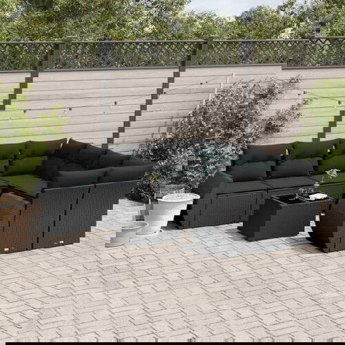 VidaXL 9-dijelni set vrtnih sofa s jastucima crni od poliratana Slike