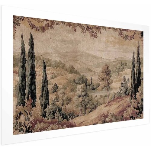  Plakat - Mediterranean Landscape - Old Tapestry with a Hill and Lake 60x90 Bez okvira s margom Cijene