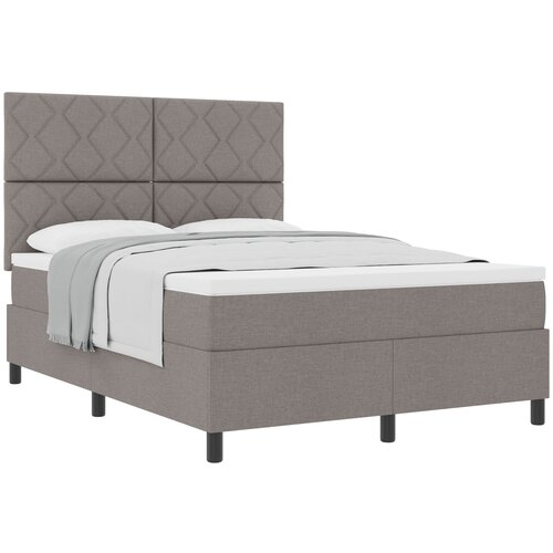 VidaXL &amp;Scaron;katlasta postelja z vzmetnico Taupe 160x200 cm Tkanina, (22083043) Slike