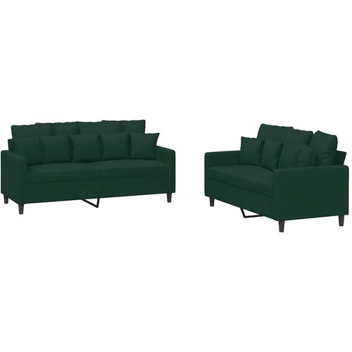  2-dijelni set sofa s jastucima tamnozeleni bar&amp;scaron;unasti Slike