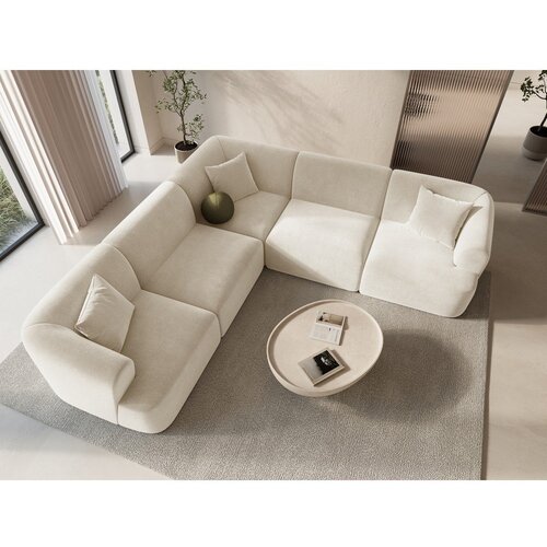Cosmopolitan Design Bež žametna kotna sedežna garnitura Campi &amp;ndash; Slike