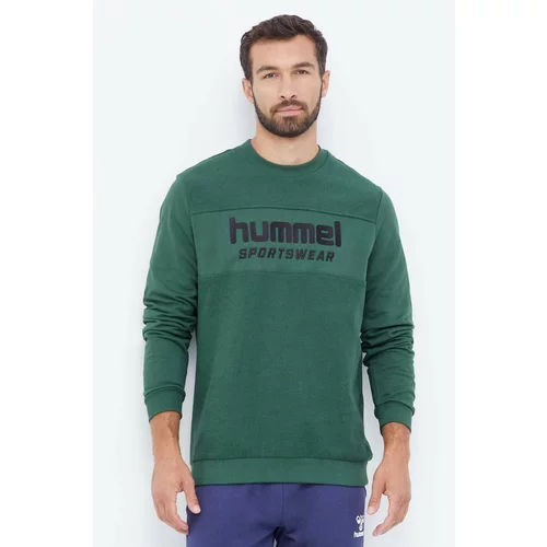 Hummel Bombažen pulover moška, zelena barva