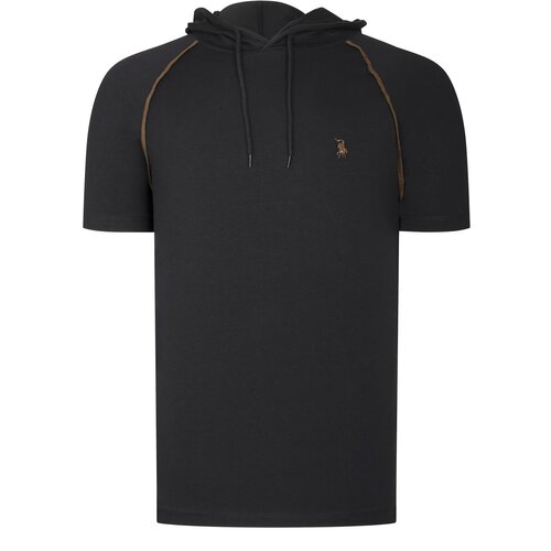 Dewberry T8570 HOODED MEN&amp;#039;S T-SHIRT-PLAIN BLACK Slike