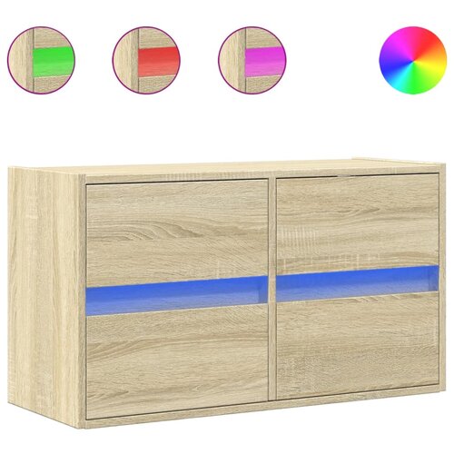 Maison Chic Stenska TV omarica - TV stojalo - Televizijska omarica z LED lučkami sonoma hrast 80x31x45 cm, (21700547) Slike