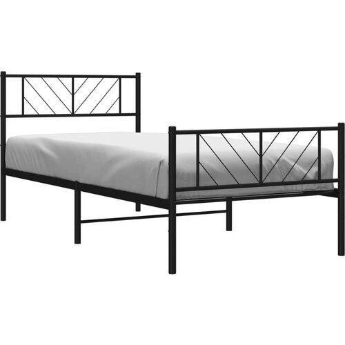 VidaXL Metalni okvir kreveta uzglavlje i podnožje crni 90x190 cm Slike