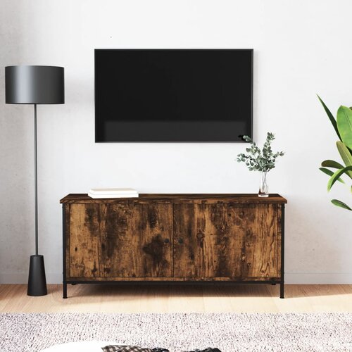 The Living Store TV omarica z vrati dimljeni hrast 102x35x45 cm inženirski les - TV Omarica, (21374450) Cene