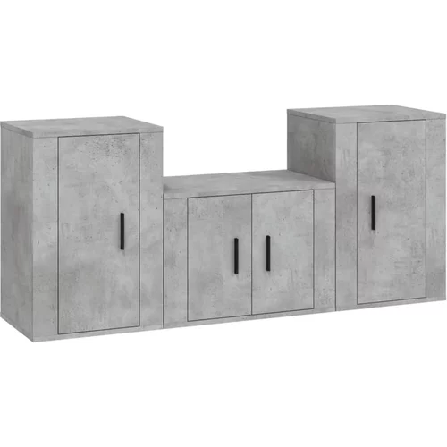 vidaXL Komplet TV omaric 3-delni betonsko siv inženirski les, (20733149)