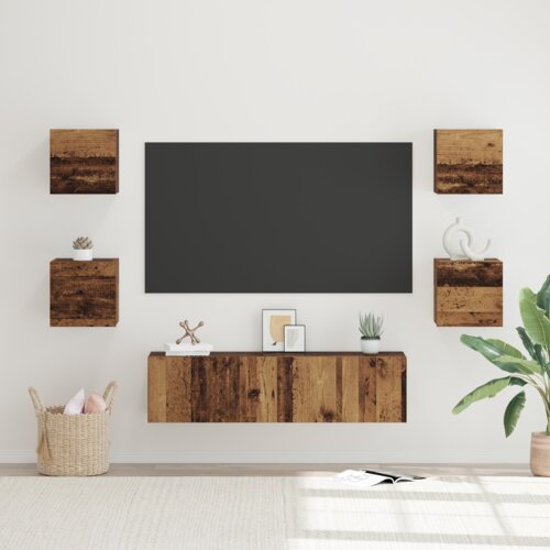 vidaXL Set TV komoda Ostalo 6 pcs Staro drvo Srednja 120 x 30 x 30 cm Cene