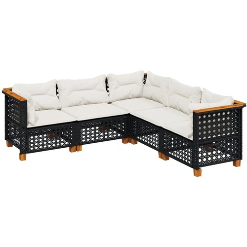 Maison Chic Seti vrtnega pohištva - Vrtna garnitura - Vrtni pohištvo set 5-delna z blazinami črn poli ratan, (21796096) Cene
