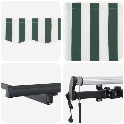  Skrovita tenda Zelena i bijela 400 &amp;times; 300 cm Tkanina i Aluminij Slike