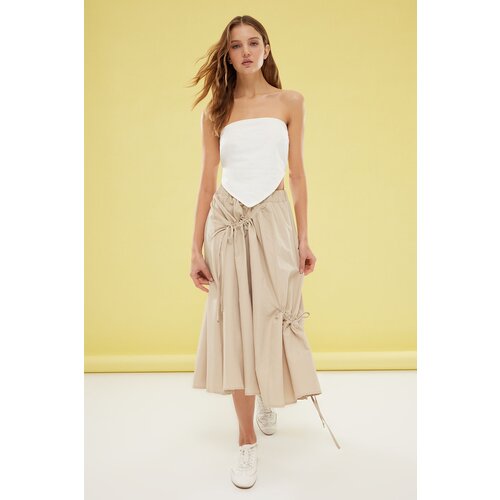 Trendyol Khaki Parachute Fabric Elastic Waist Maxi Skirt Slike