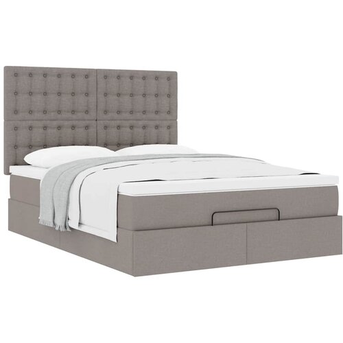 VidaXL Otomanski okvir kreveta s madraca smeđesivi 140x200cm tkanine Slike