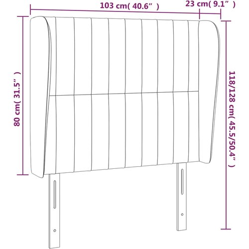  Uzglavlje s u&amp;scaron;ima smeđesivo 103x23x118/128 cm od tkanine Slike