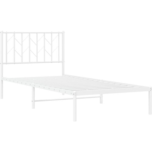 Metalni okvir za krevet s uzglavljem bijeli 90 x 190 cm Slike