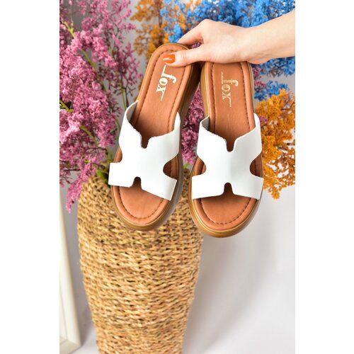 Fox Shoes White Genuine Leather Women&amp;#039;s Slippers Slike
